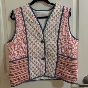 Floral Quilted Patchwork Vest with Paisley, Floral, and Stripes, Bohemian, Boho